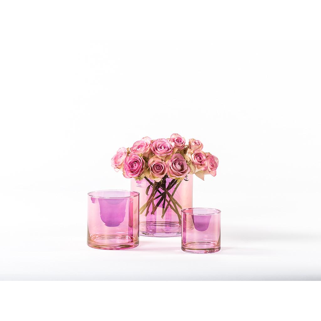 Semi transparent candleholder - glass - red - medium Ø 12 x 12 - p/4/1
