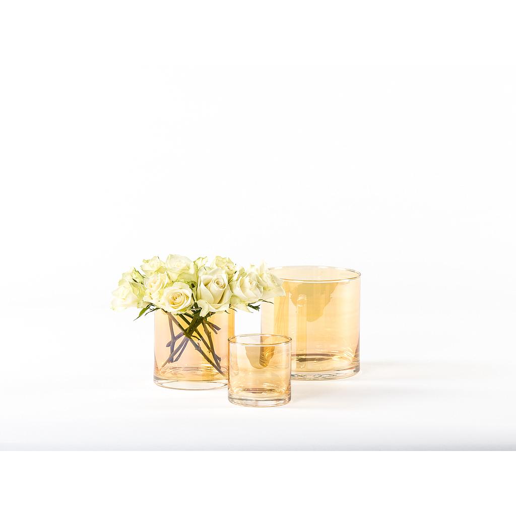 Semi transparent candleholder - glass - amber - medium Ø 12 x 12 - p/4/1