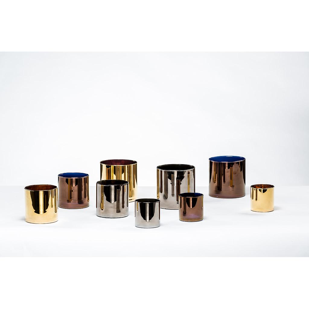 Semi transparent candleholder - glass - copper - medium Ø 12 x 12 - p/4/1 (kopie)