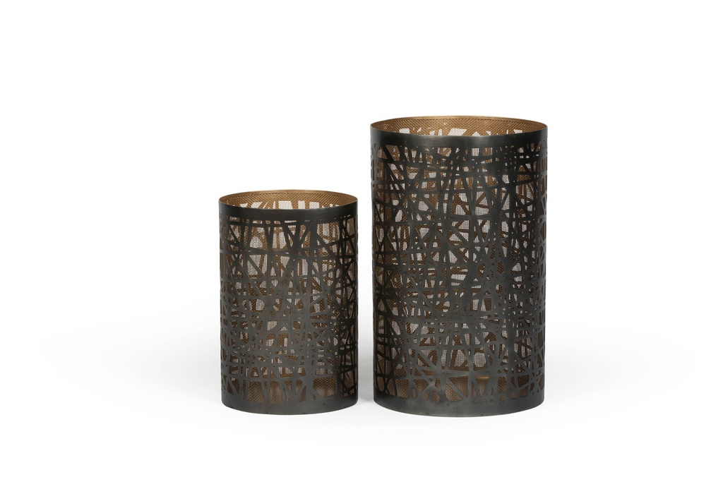 Hurricane set of 2 - metal - zinc antique/ gold - Ø20x 30.5 / Ø25 x 40.5cm - p 1/2