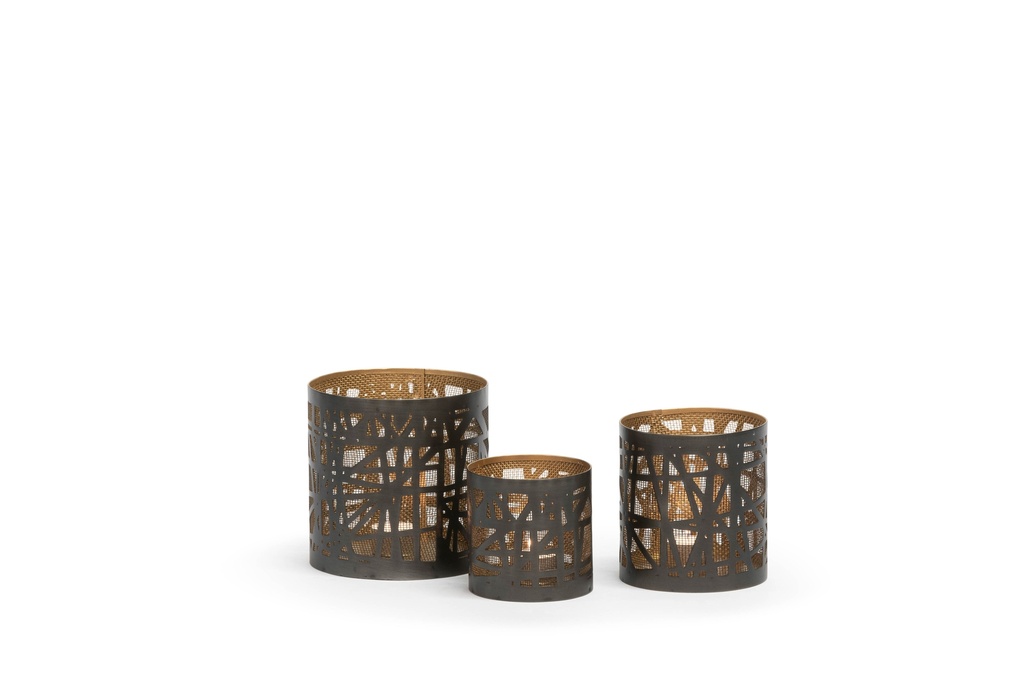 Hurricane set of 3 zinc antique/ gold - Ø10x 10.5 / Ø13 x 15cm/Ø15 x 15.5cm - p 1/8