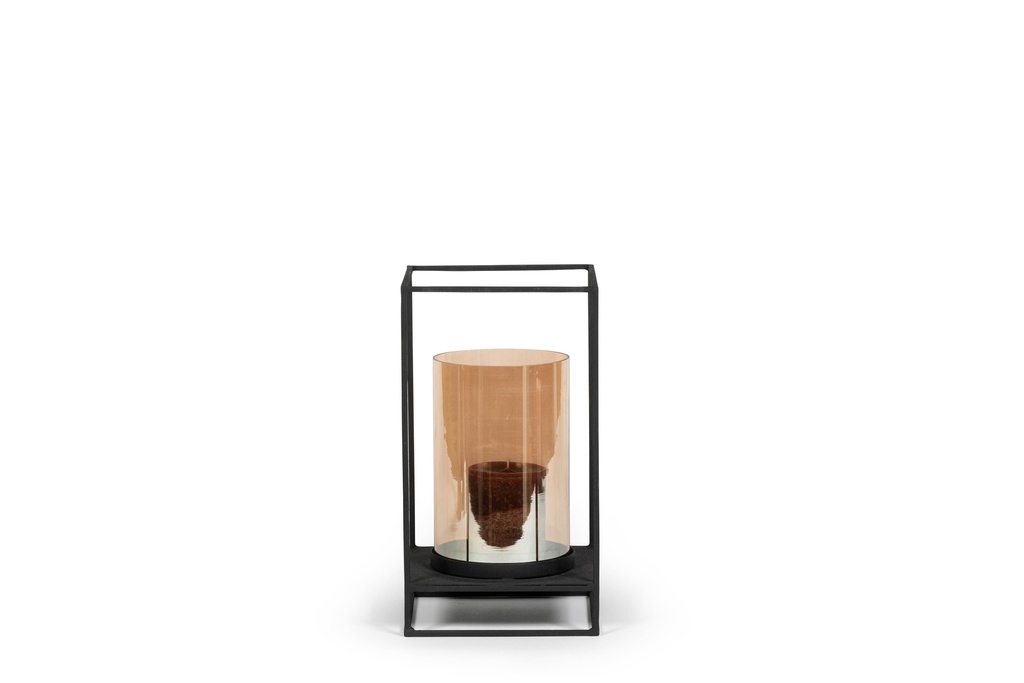 Hurricane square - metal + glass - mat black with luster glass - 21 x 21 x 38cm - p 1/4