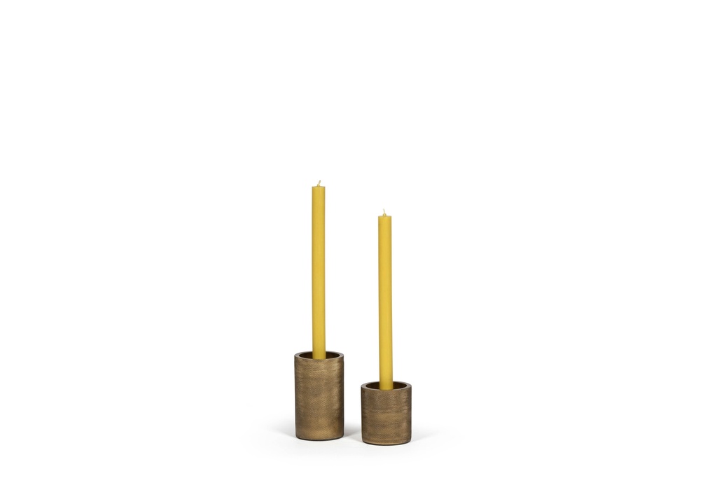 Candleholder striped for taper and Ø5.7 - metal - brass antique - Ø7.5 x 12cm - p 1/36