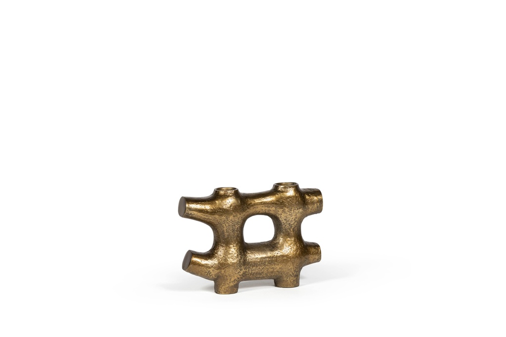 Double branch vase - metal - gold antique - 35 x 9 x 25cm - p /1/5