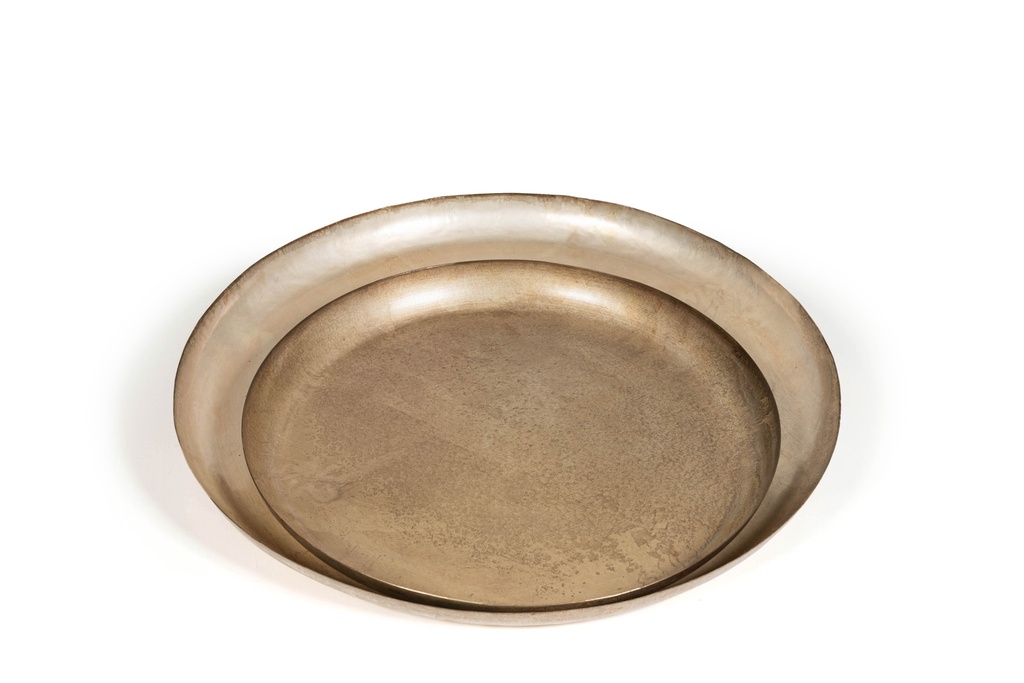 Set of 2 trays - metal - silver gold - Ø 41x3,5cm/Ø 51x3,5cm - p/1/4