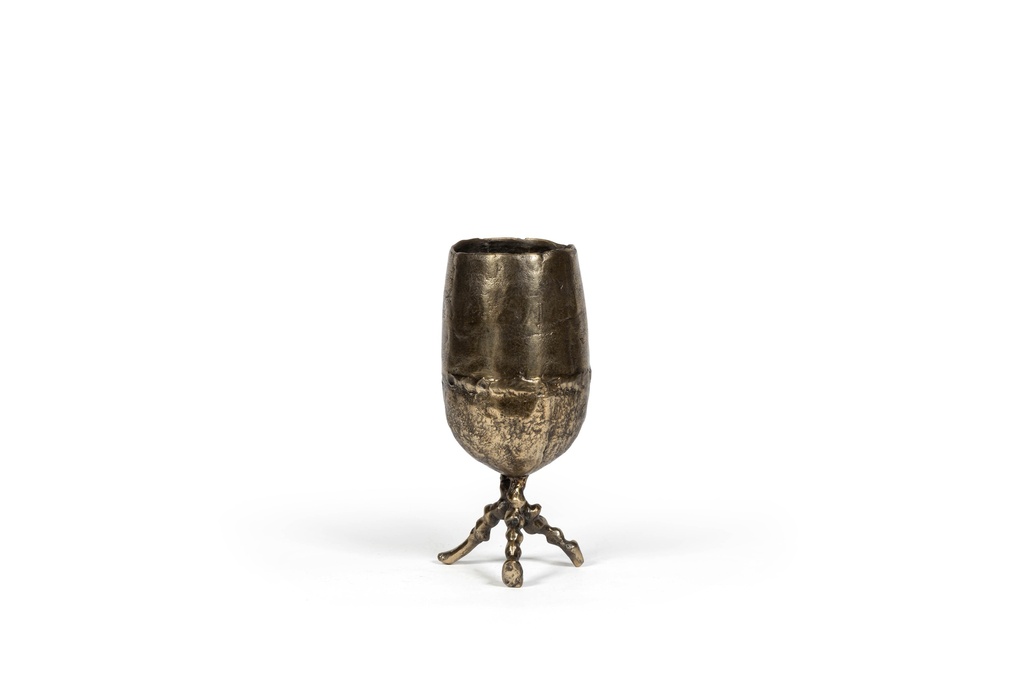 Vase with 3 legs rough - metal - antique gold - Ø15 x 34 - p /1/8