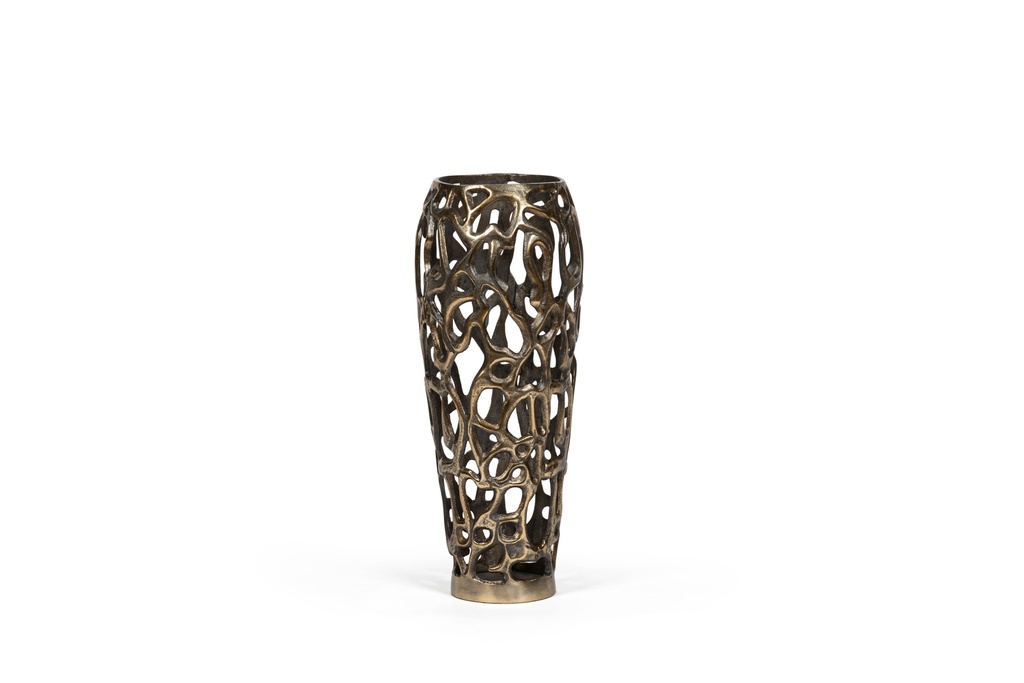Oval hurricane organic veined - metal - antique gold - Ø20 x 48cm - p 1/6