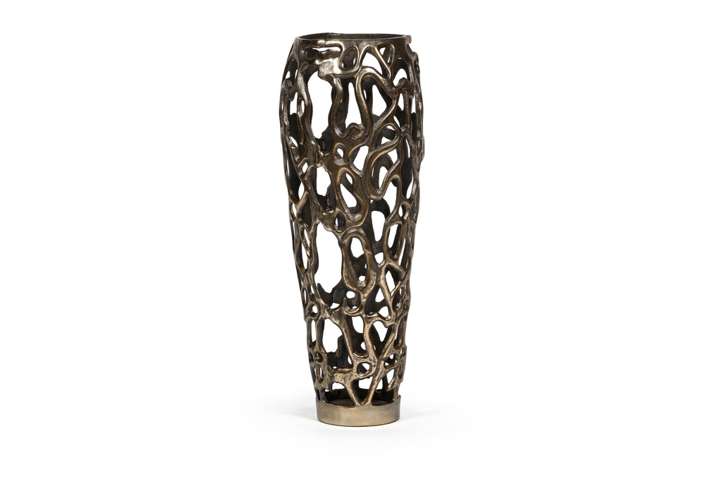 Oval hurricane organic veined - metal - antique gold - Ø22 x 62cm - p 1/4