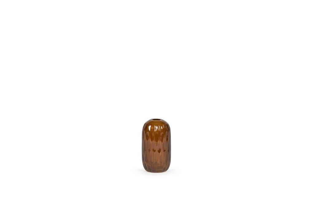 Flowervase handcut small - glass - amber  - Ø 7x14cm - p 2/16