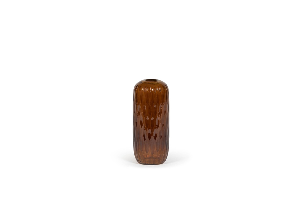 Flowervase Handcut - glass - amber - Ø 10x23cm - p 2/12