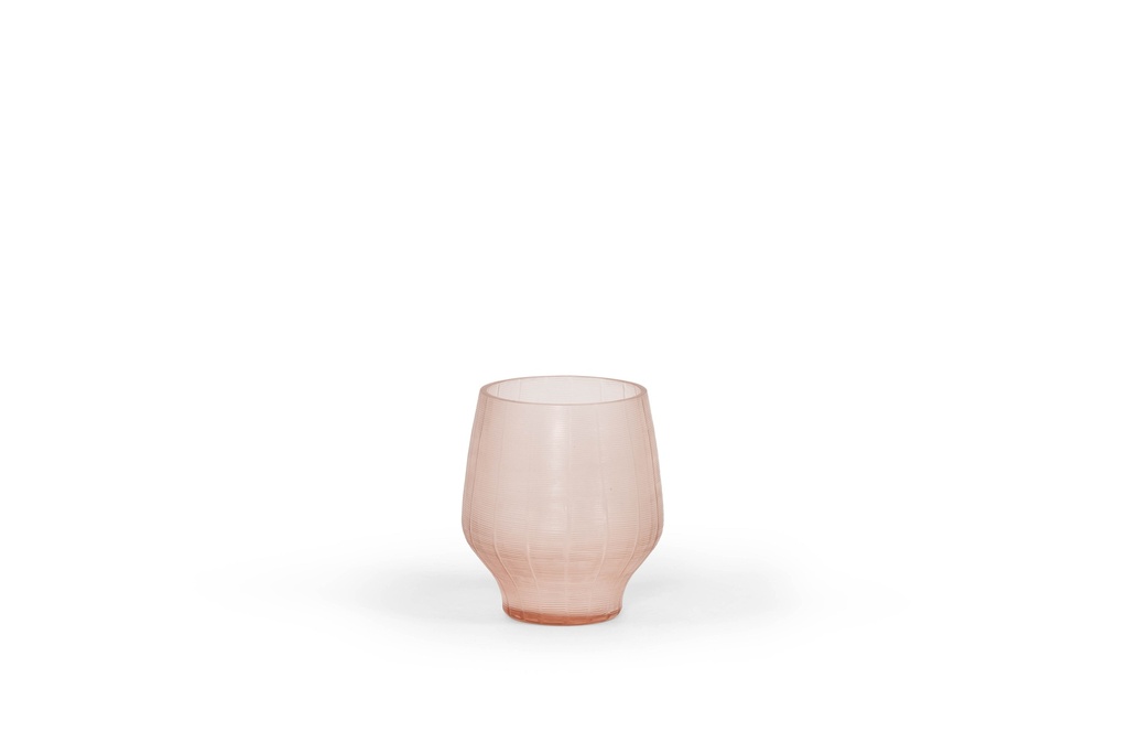 Vertical handcut vase - glass - salmon - Ø 15x16cm - p 1/8