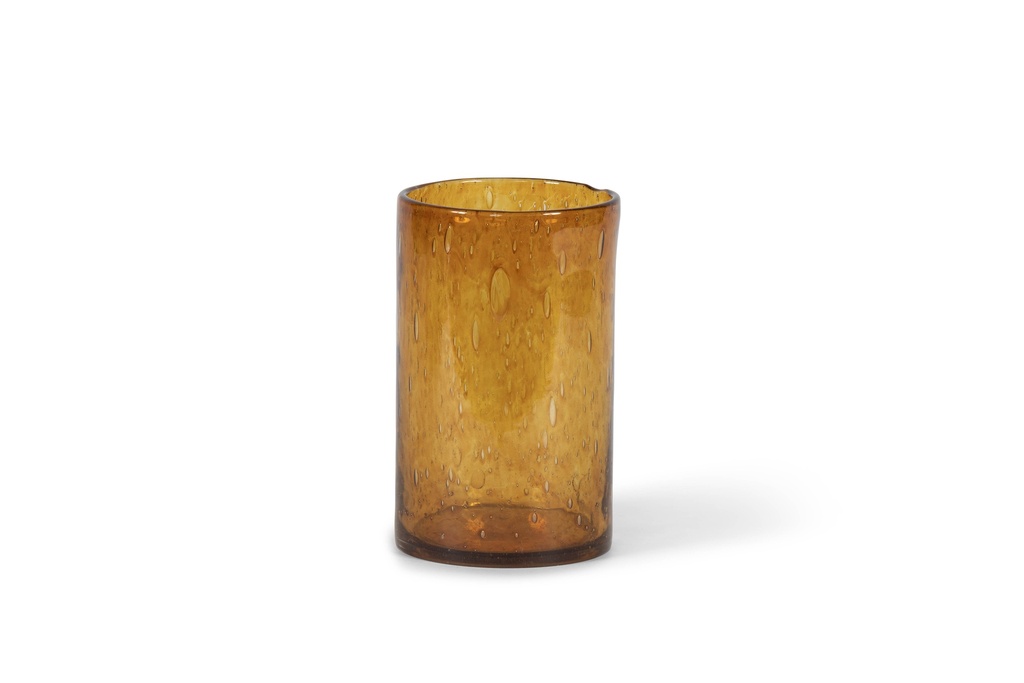 Thick cylindrical vase - glass - cognac - Ø15x24cm - p/1