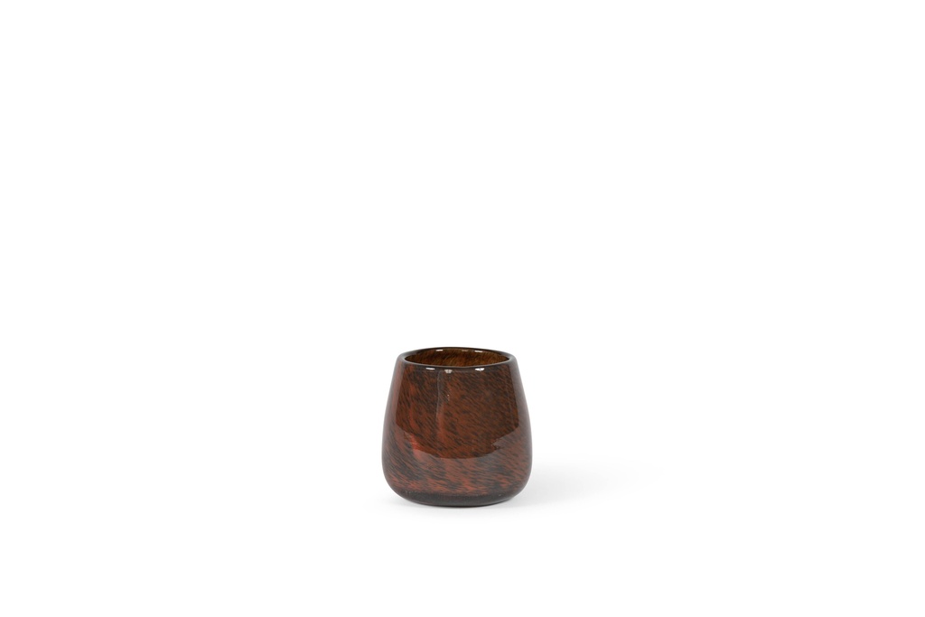 Thick votive bowl with spotted design - glass - black/red - Ø12 x 11cm - p/4