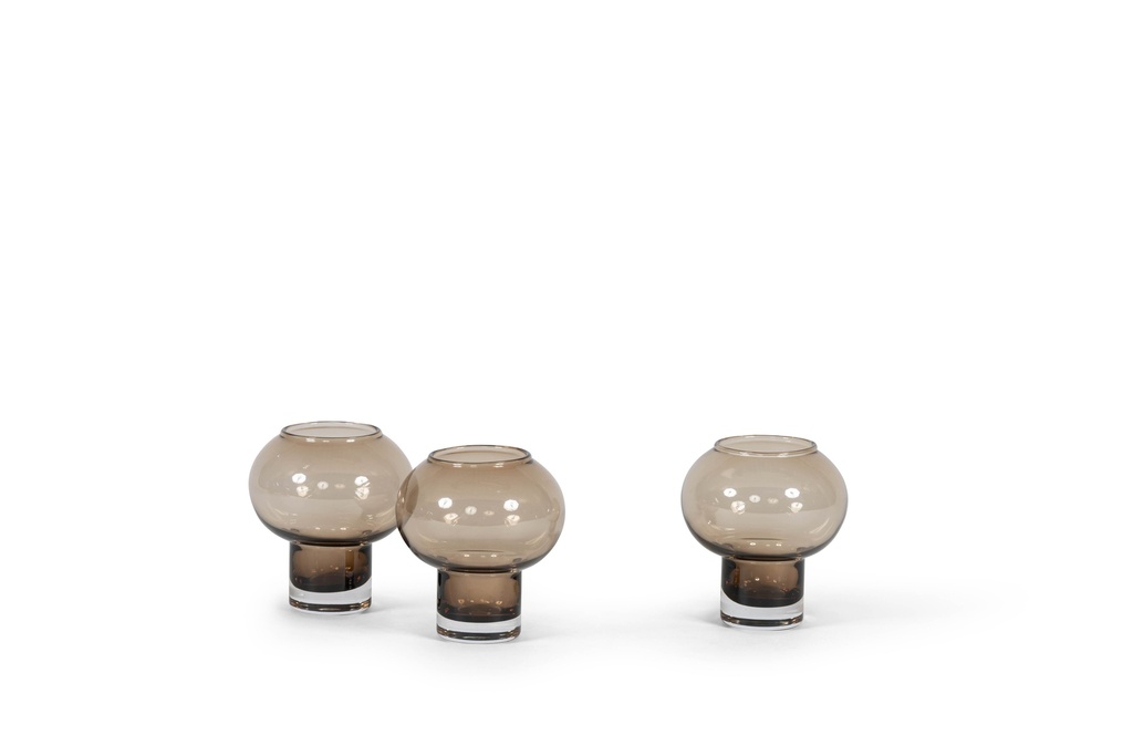 Bollvotive on stand - glass - mocha - Ø12 x 13cm - p/4