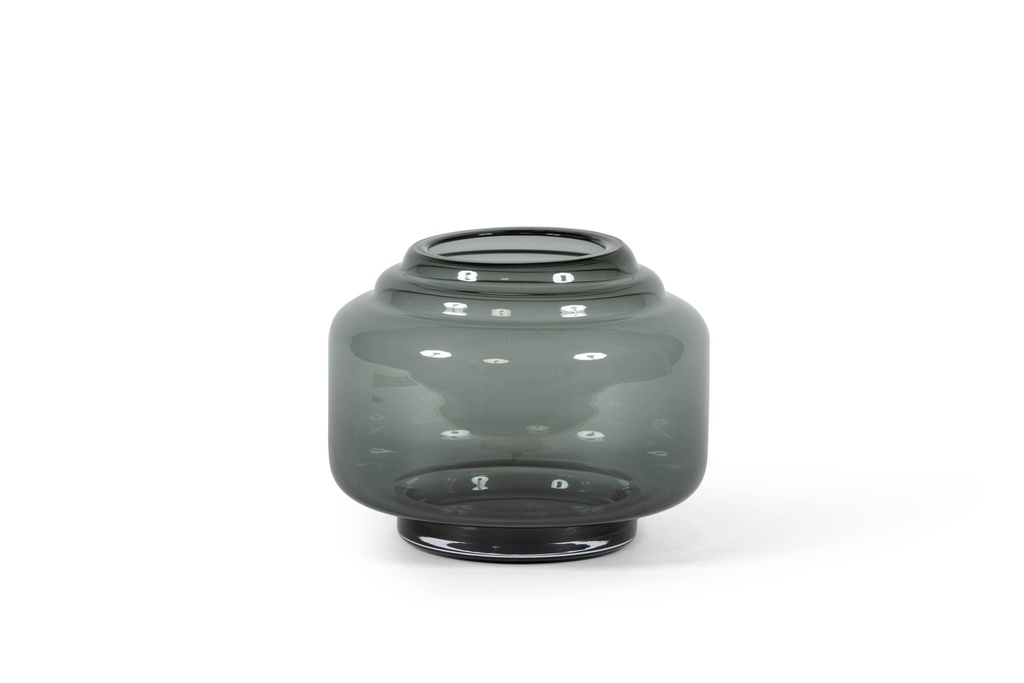Vase with collar - glass - smoke - Ø 26.5x21.5cm - p/1