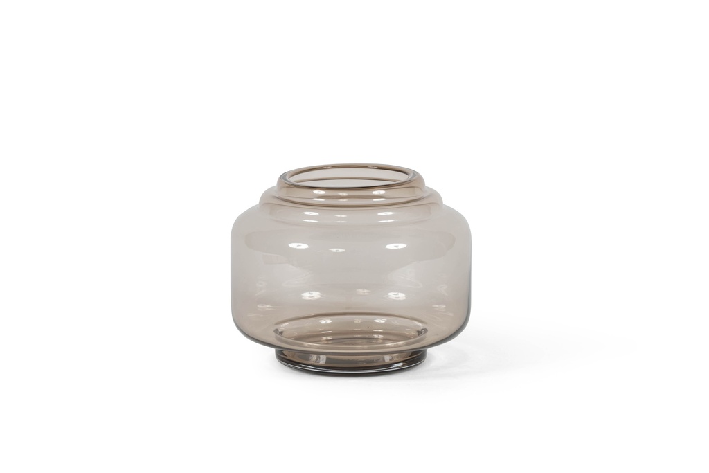 Vase with collar - glass - mocha - Ø 26.5x21.5cm - p/1