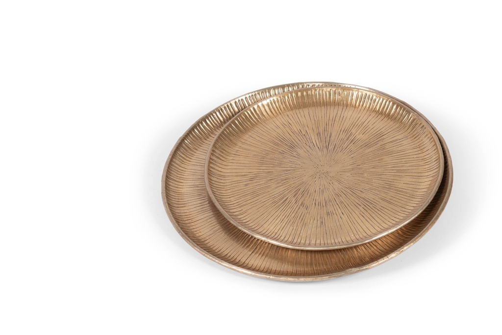 Tray sunburst set of 2  - aluminium - light gold - Ø37cm/Ø45cm - p/1/5