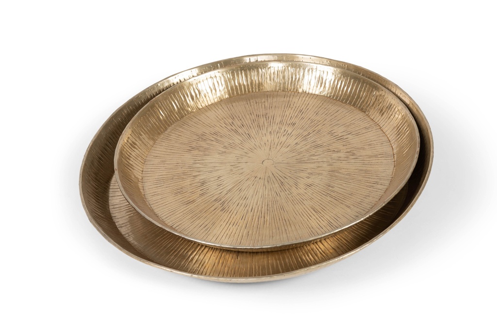 Tray sunburst with rim set of 2  - aluminium -  light gold - Ø48cm/Ø56cm - p/1/6