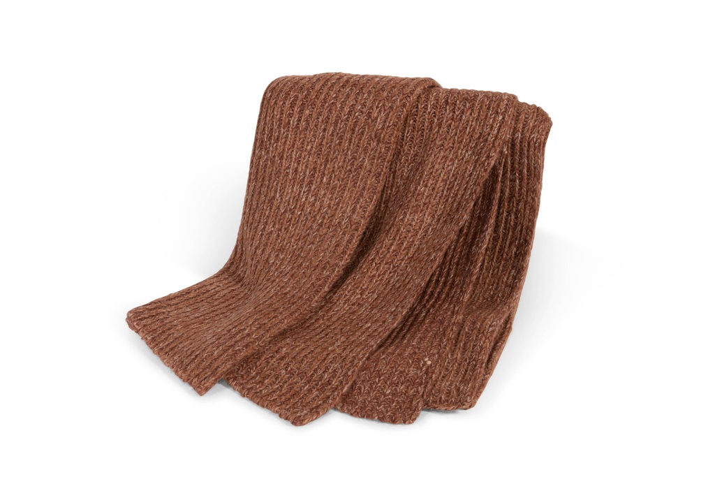 Plaid Knitted - Moheir Wool - Terracotta/Orange/Babypink - 140cm x 200cm  - p/1