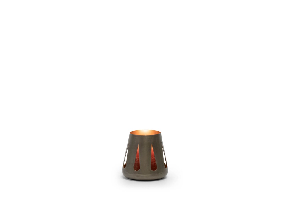 Theelight holder conical - metal - nickle antique/gold inside - Ø14 x 13,5 - p/1/12