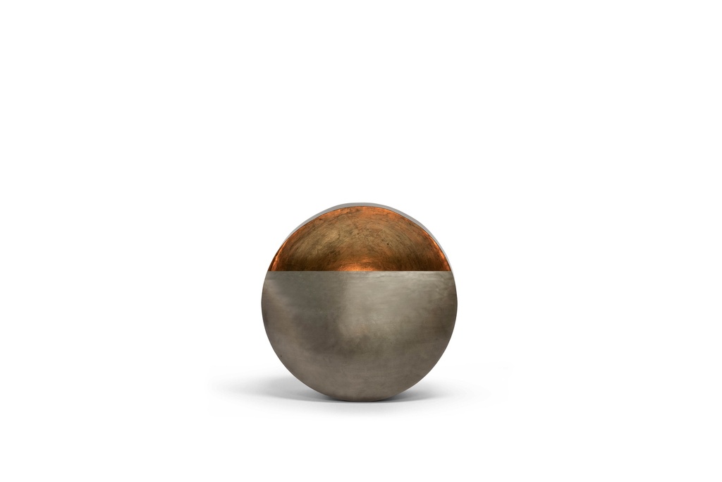 Wall Tlightholder round - metal - nickle antique/gold leafing inside - Ø21 x 12,5cm - p 1/6