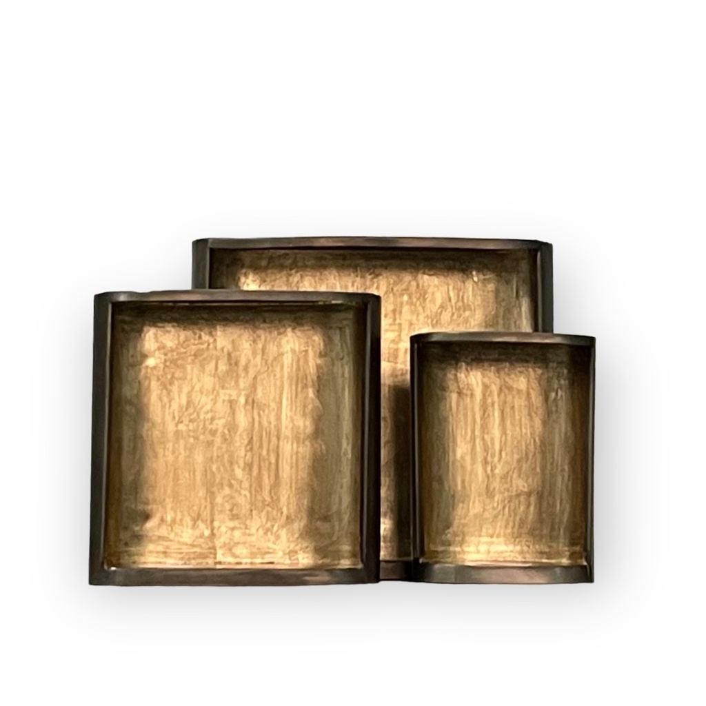 Standing wall candle holder - metal - nickle antique /gold antique leafing - medium 33x15x32,5cm -  p 1/4