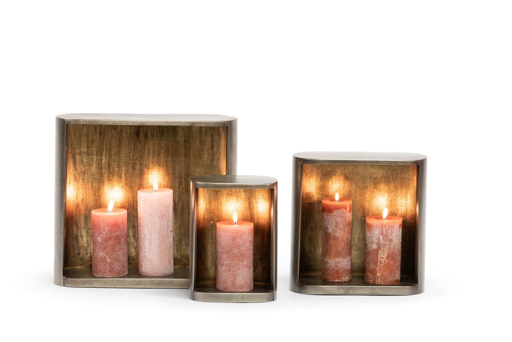 Standing wall candle holder - metal - nickle antique /gold antique leafing - small 21x12,5x28cm -  p 2/6