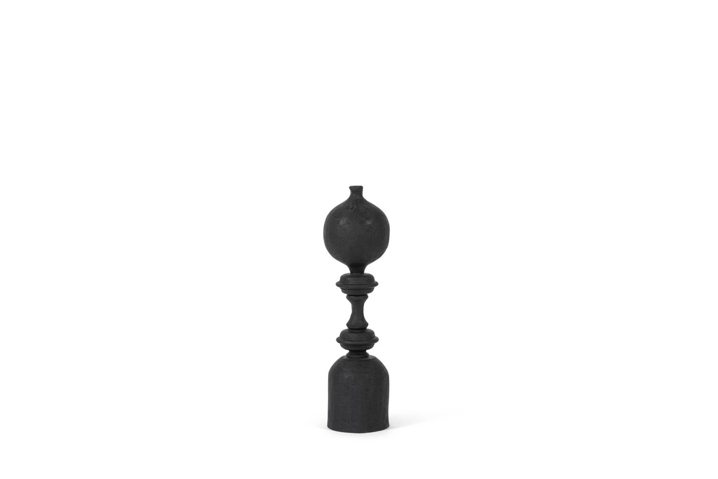Ornament S - mat black - brushed mango wood - Ø10x39cm - p/2/8