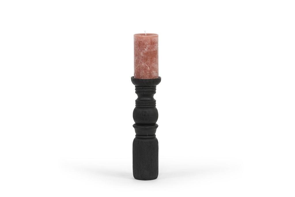 Candleholder big for candle Ø 8,6 - wood - mat black brushed - Ø10x35cm - p/2/8
