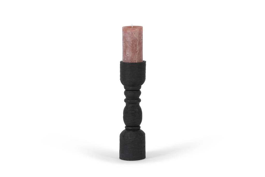 Candleholder big for candle Ø 8,6 - wood - mat black brushed - Ø10x40cm - p/2/8