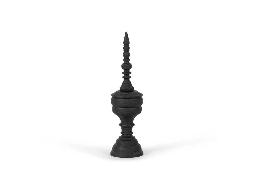 Ornament large - brushed mango wood - mat black  - Ø15x51cm - p/2/8