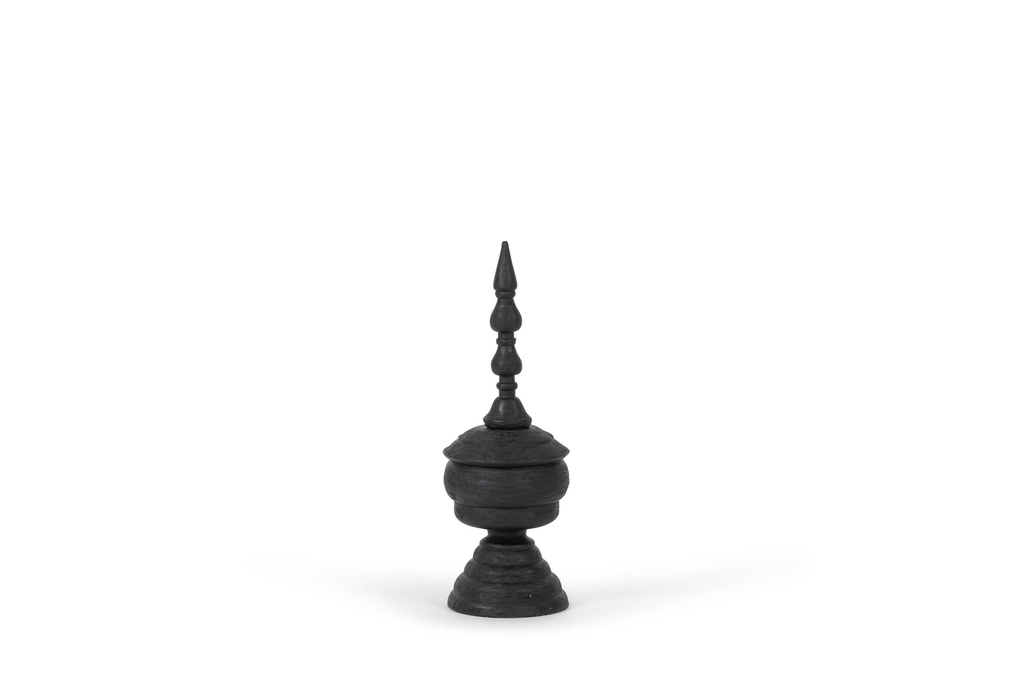 Ornament medium - brushed mango wood - mat black - Ø15x41cm - p/2/8