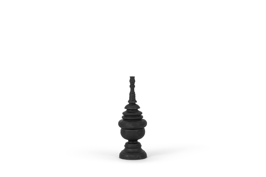 Ornament small - brushed mango wood - mat black - Ø12x34cm - p/2/8