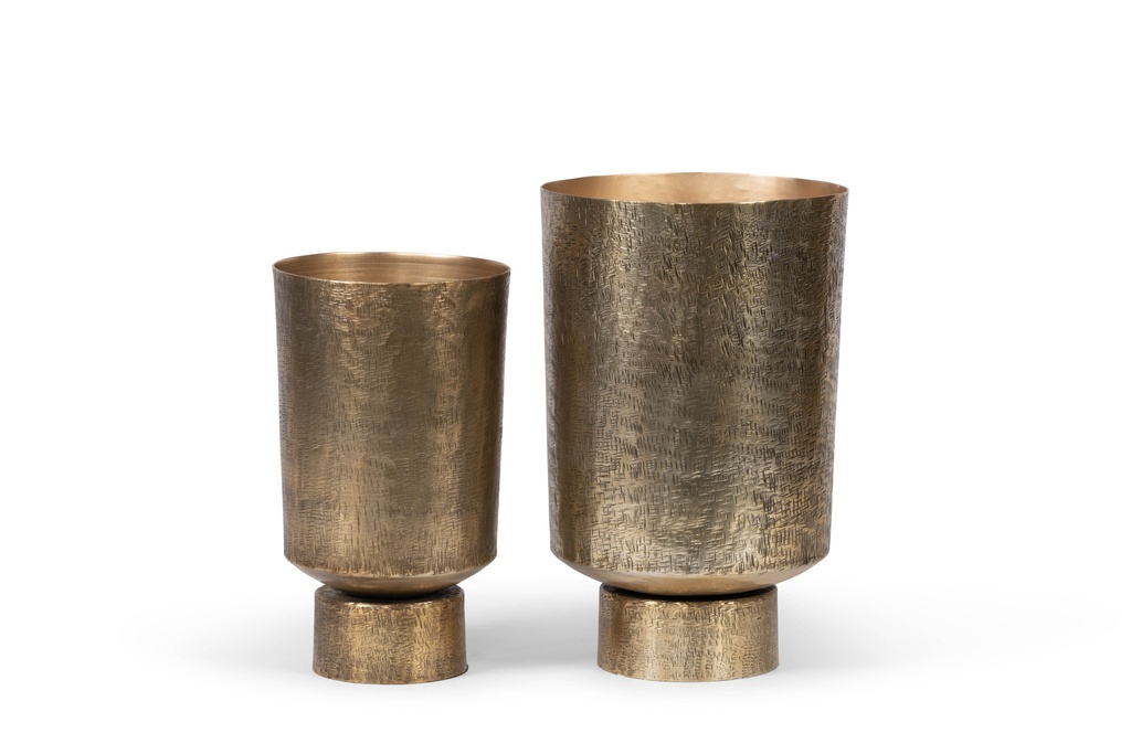 Vase round criss cross small - aluminium - antique gold - Ø23,5x39cm - p/1/2