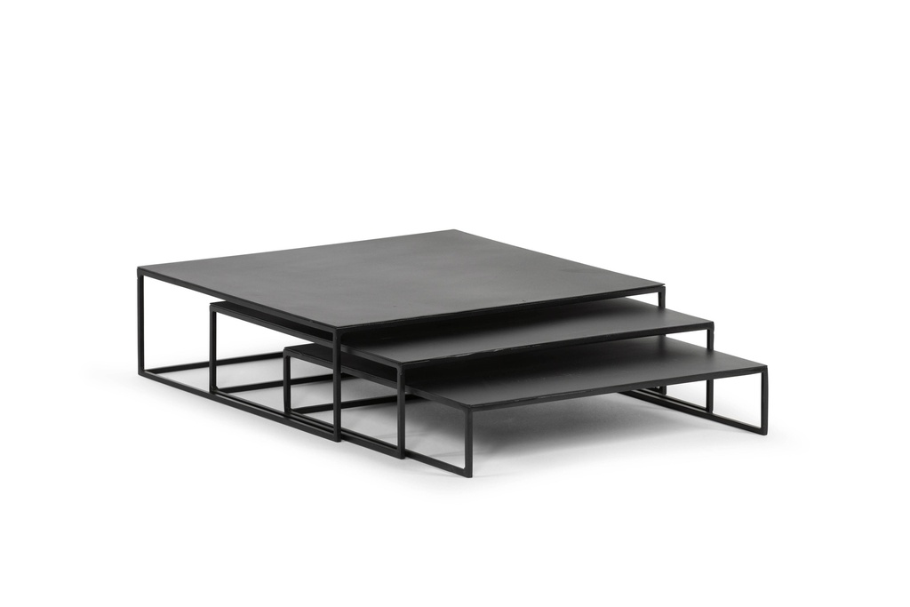 Presentation table set of 3 - metal - zinc antique - 34x34x10cm -  p/1/3