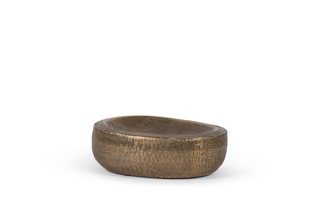 Criss cross pebble bowl small - metal - antique gold - Ø 33,5x26x11cm - p/1/2
