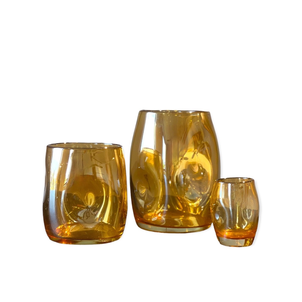 Thick vase orangic - glass - amber - Ø17 x 25cm - p 2