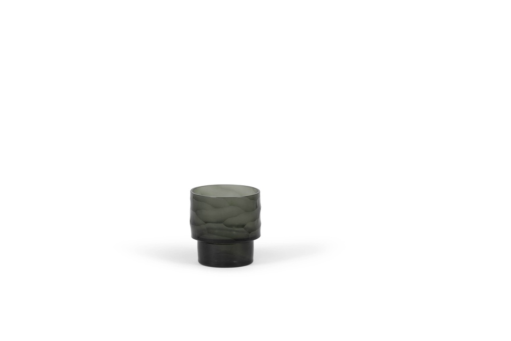 Tlight holder round with cutting - glass - smoke - Ø 8x8cm - p 1/24
