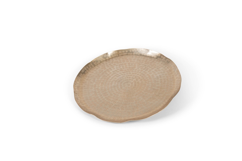 Plate small, weave textured - metal - champagne - Ø42,5x2,5cm - p/2/8