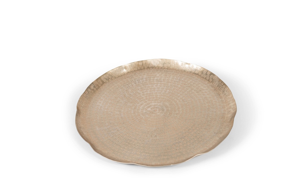 Plate medium weave textured - metal - champagne - Ø50,5x3cm - p/2/6