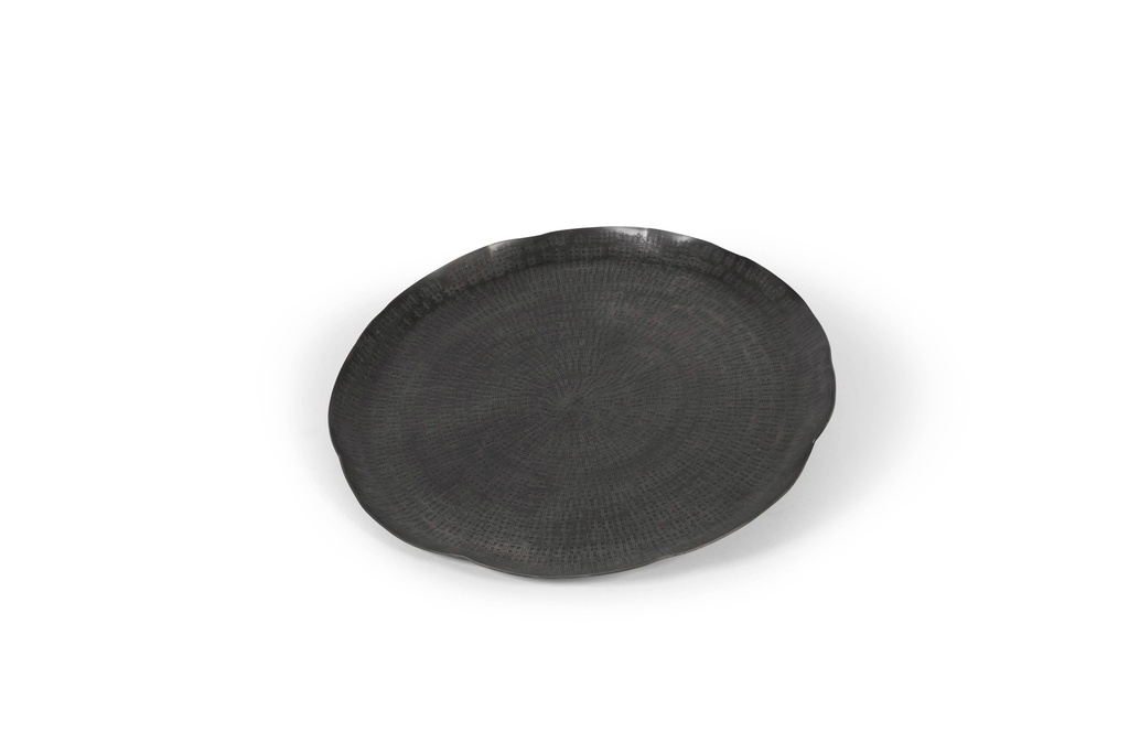 Plate small, weave textured - metal - graphite - Ø42,5x2,5cm - p/2/8