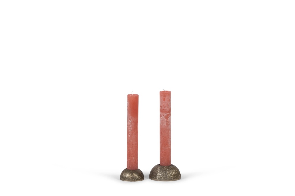 Dome candleholder for candle Ø4,4cm - aluminium - raw antique gold - Ø9,5x4cm - p/6/36