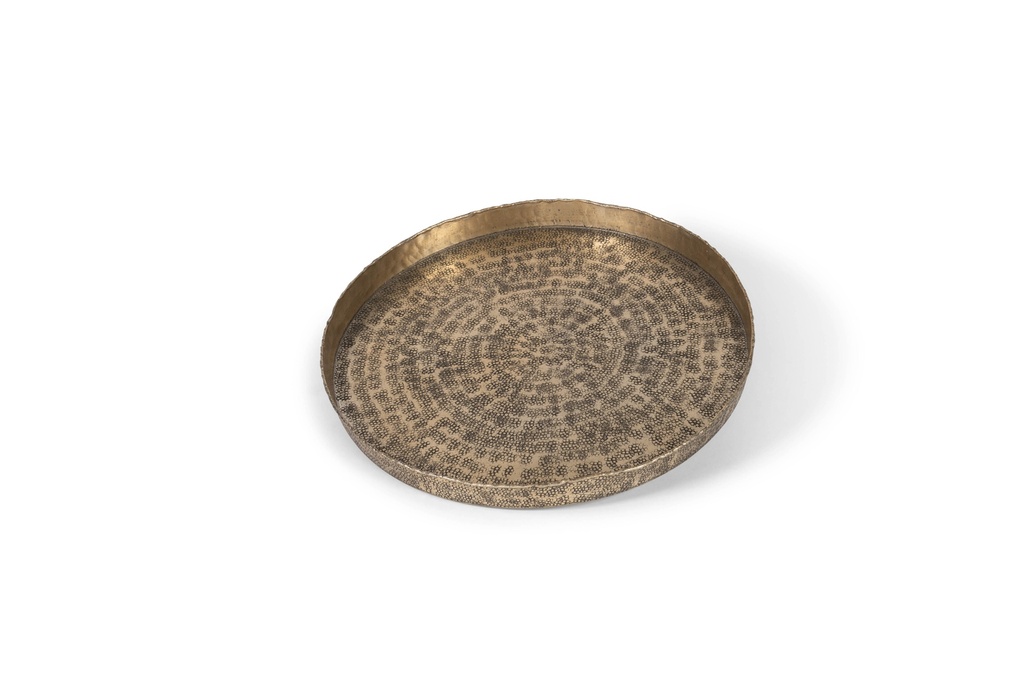 Plate square textured - metal - antique champagne gold - small 40x40x3,5cm - p/2/8