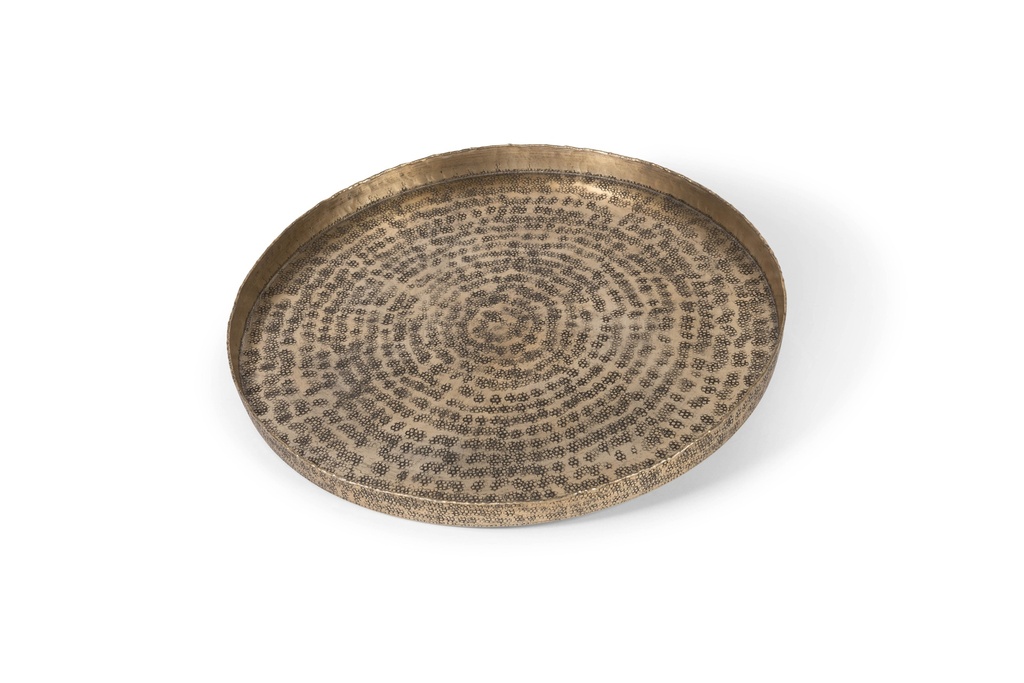 Plate square textured - metal - antique champagne gold - medium 50x50x3,5cm - p/2/4