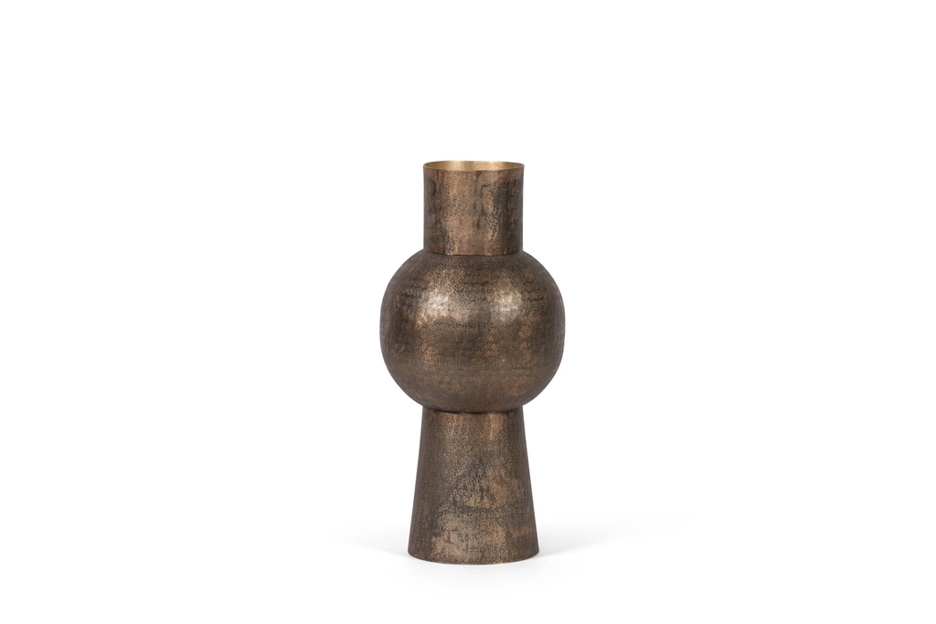 Vase mineral small - metal - textured rustic gold - Ø20x46,5cm - p/1/2