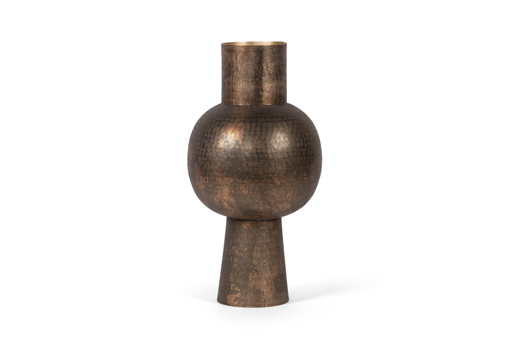 Vase mineral big - metal - textured rustic gold - Ø28,5x57,5cm - p/1/2