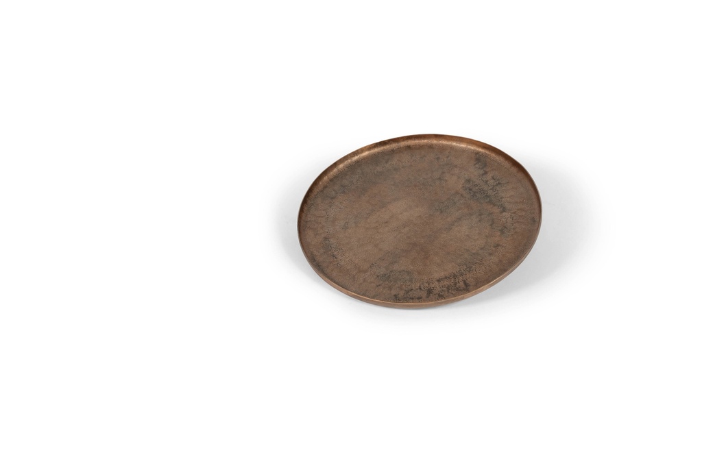 Plate mineral textured - metal - rustic gold - large Ø35x1cm - p/2/8