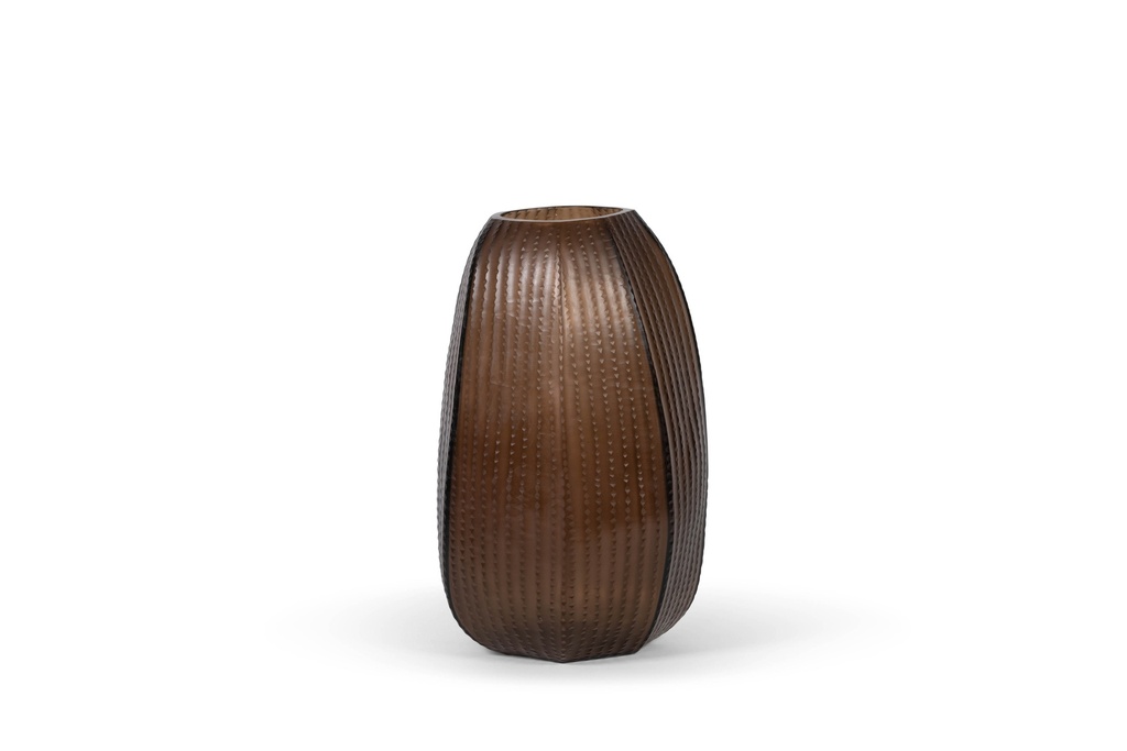 Mouthblown cactus cutted vase - glass - smoke/lila - Ø29x46cm - p 1/1