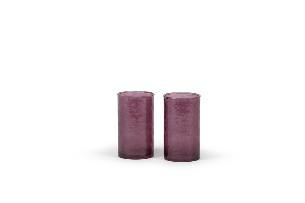 Tlight holder hammered - glass - purple - Ø7,5 x 13,5cm - p 6/36