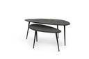 Coffee tables set of 2 - brushed wood - matt black - 90x43x40cm / 70x35x35cm - p 1/1